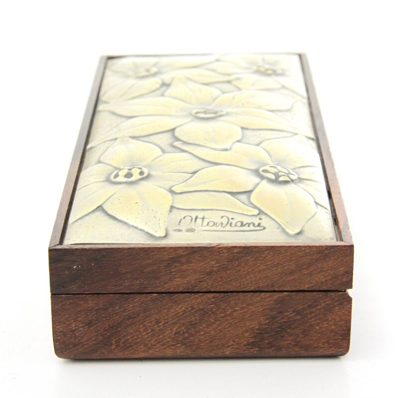 Vintage box in wood and silver by Ottaviani, 1980s