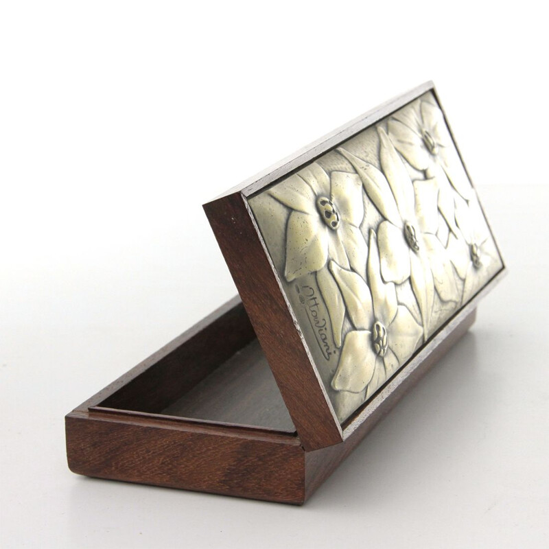 Vintage box in wood and silver by Ottaviani, 1980s