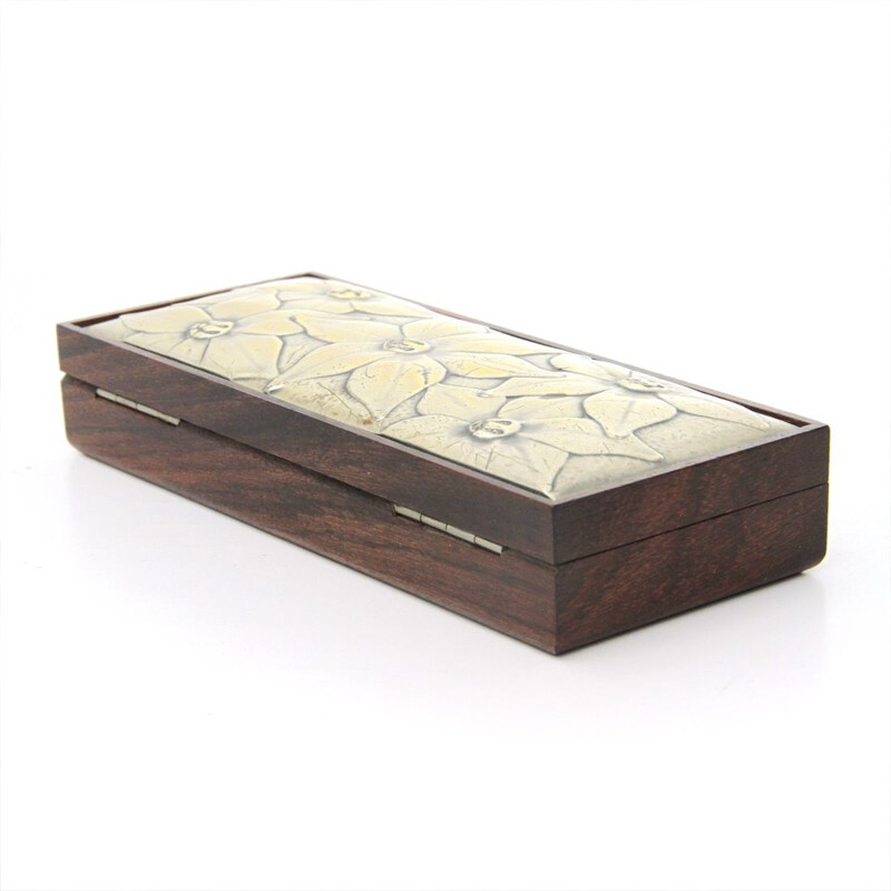 Vintage box in wood and silver by Ottaviani, 1980s