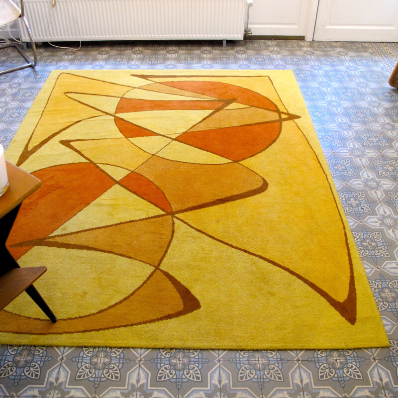 Large design carpet in wool, Michele MORGAN - 1970s