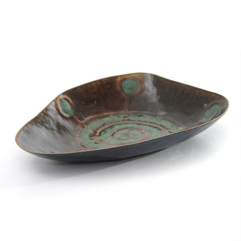 Vintage enameled copper bowl, Italy 1960