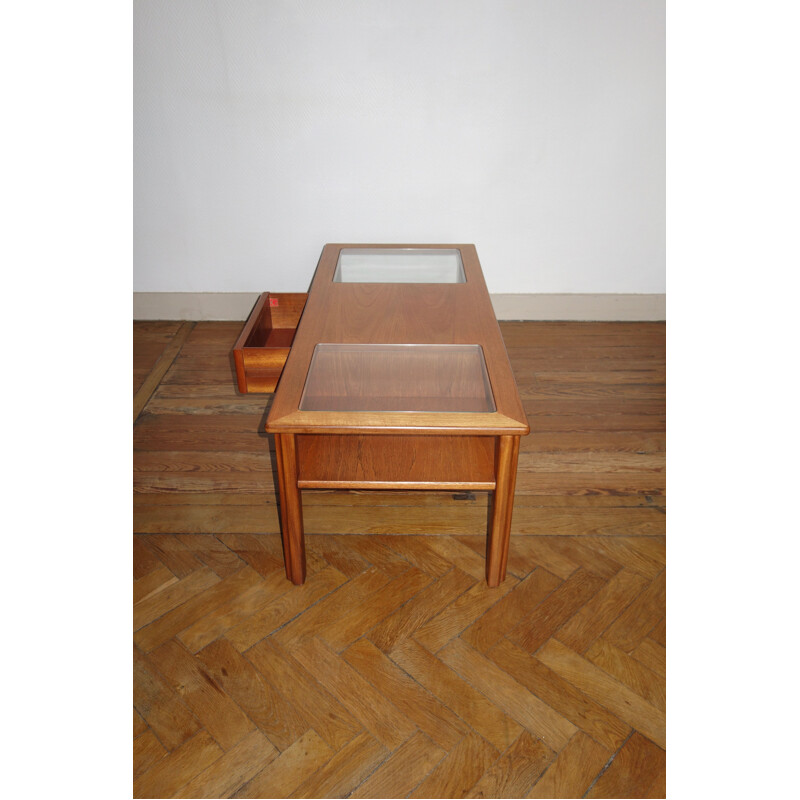 Vintage coffee table Gplan in teak and glass, British, 1970s