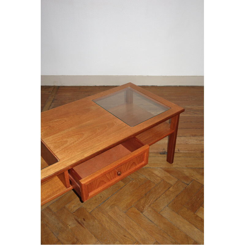 Vintage coffee table Gplan in teak and glass, British, 1970s