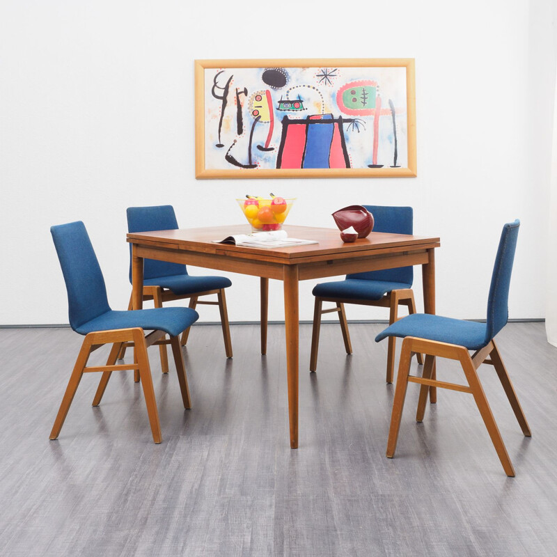 Vintage dining table in walnut, extendable, 1960s 