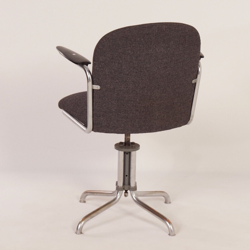 Vintage swivel desk chair Grey Gispen 356 by W.H. Gispen, 1930s