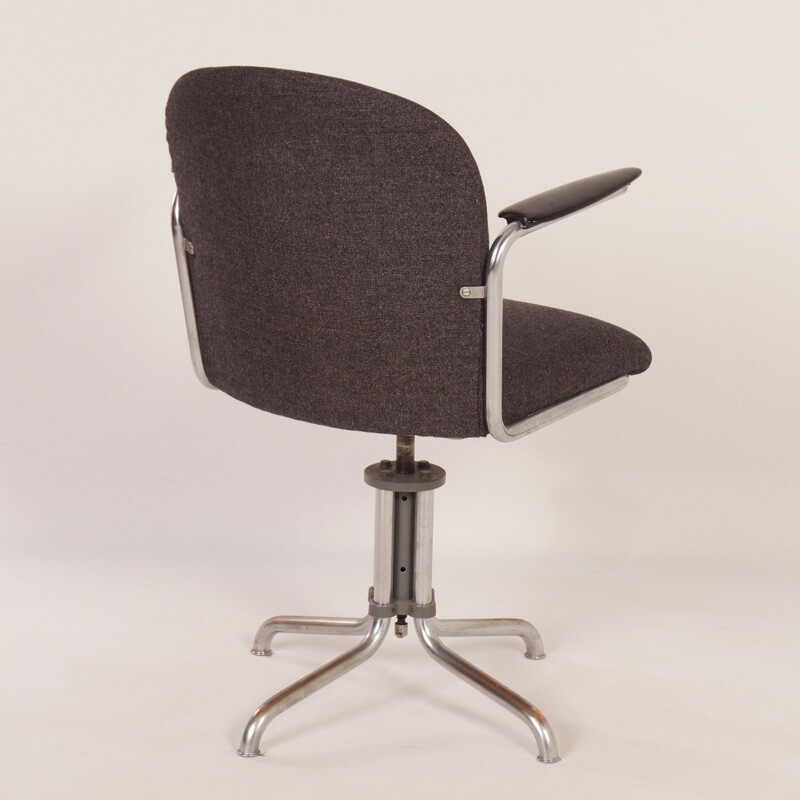 Vintage swivel desk chair Grey Gispen 356 by W.H. Gispen, 1930s