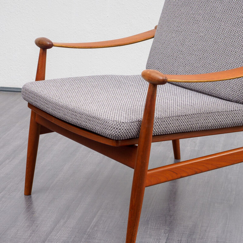 Vintage armchair & foot stool model 133 & model FD 137, Japan Series, Finn Juhl for France & Son, Denmark, 1950s 
