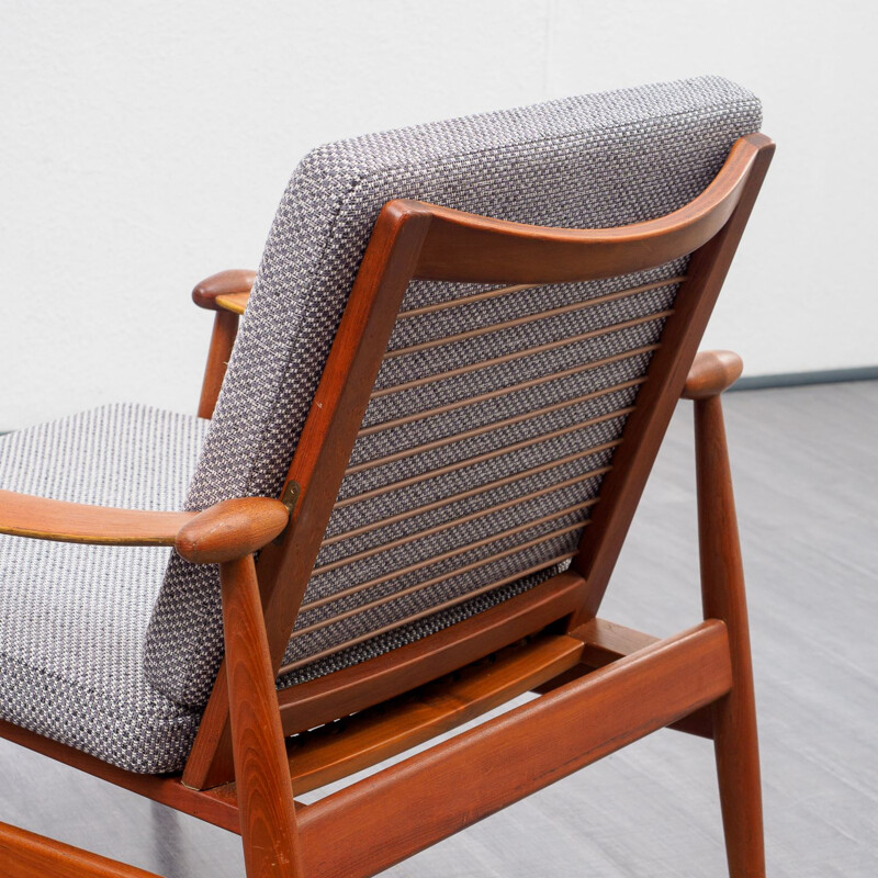 Vintage armchair & foot stool model 133 & model FD 137, Japan Series, Finn Juhl for France & Son, Denmark, 1950s 