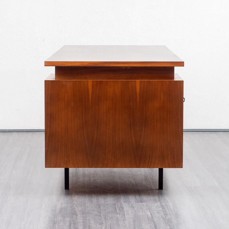 Bureau vintage cubique en noyer, années 1960