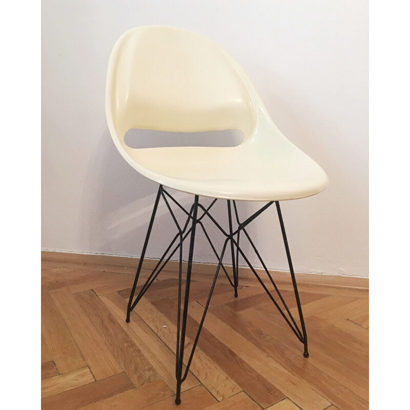 Beige chair in fiberglass by Miroslav Navratil for Vertex