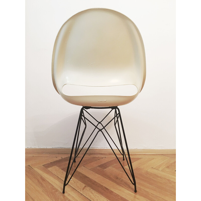 Beige chair in fiberglass by Miroslav Navratil for Vertex