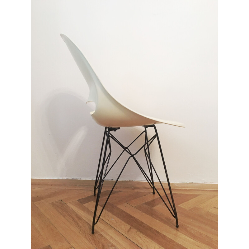 Beige chair in fiberglass by Miroslav Navratil for Vertex