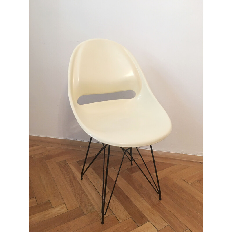 Beige chair in fiberglass by Miroslav Navratil for Vertex