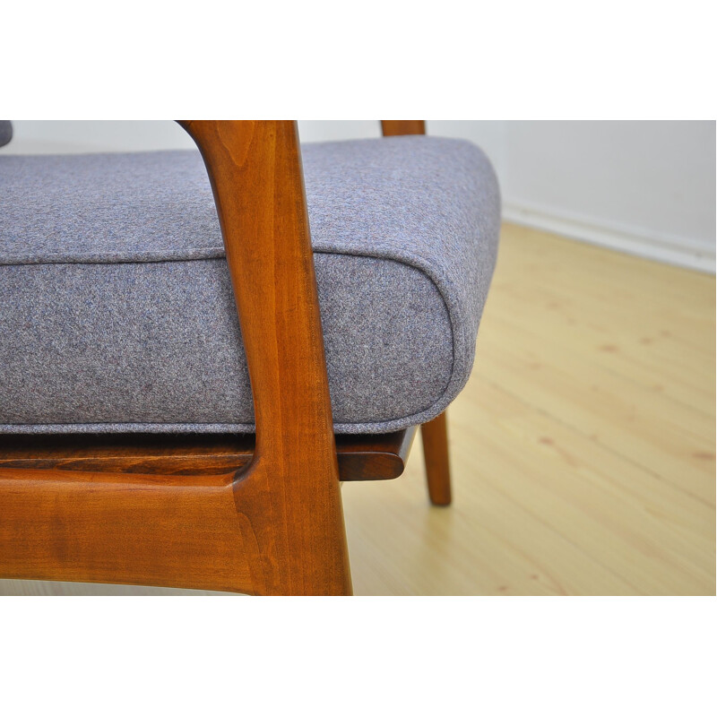 Pair of grey Danish armchairs in cherrywood