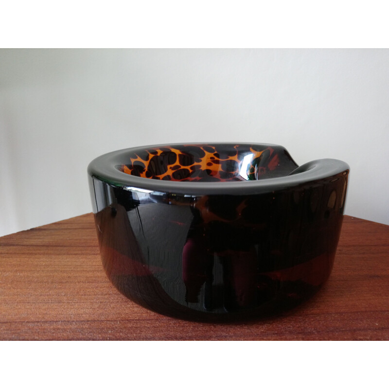 Vintage brown ashtray in Murano glass