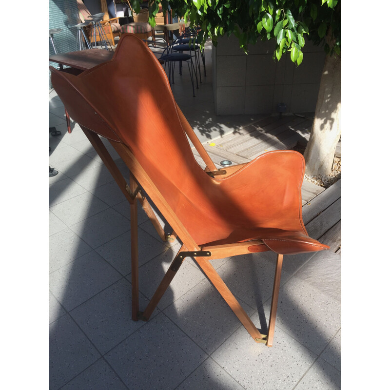 Butterfly AA teak and leather armchair