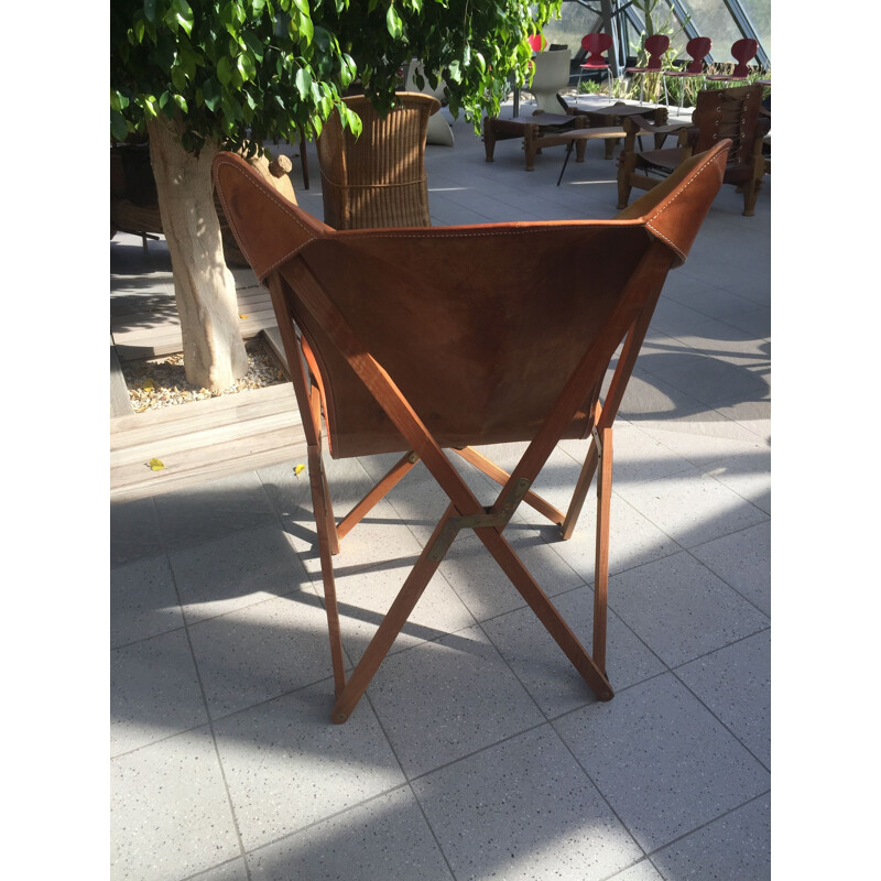 Butterfly AA teak and leather armchair