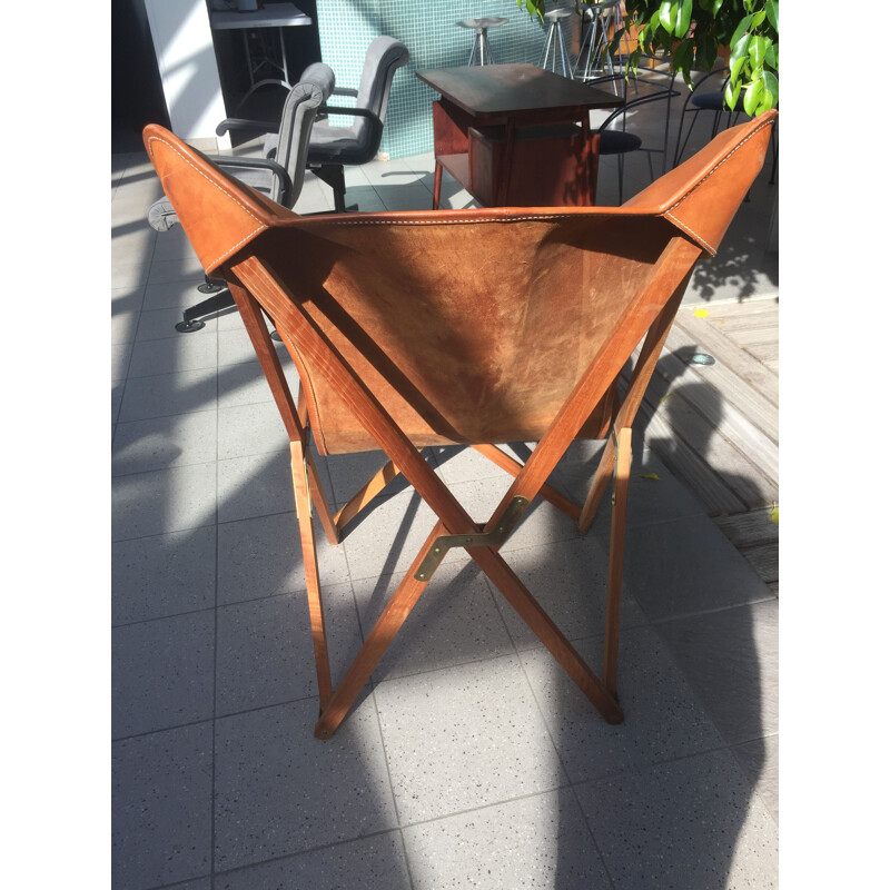 Butterfly AA teak and leather armchair