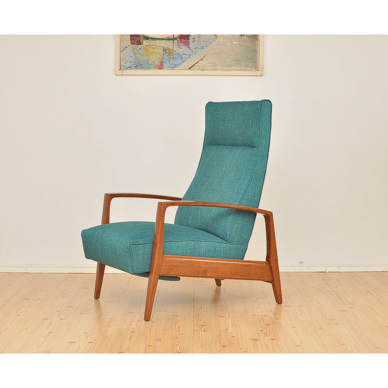 Fauteuil vert vintage en hêtre