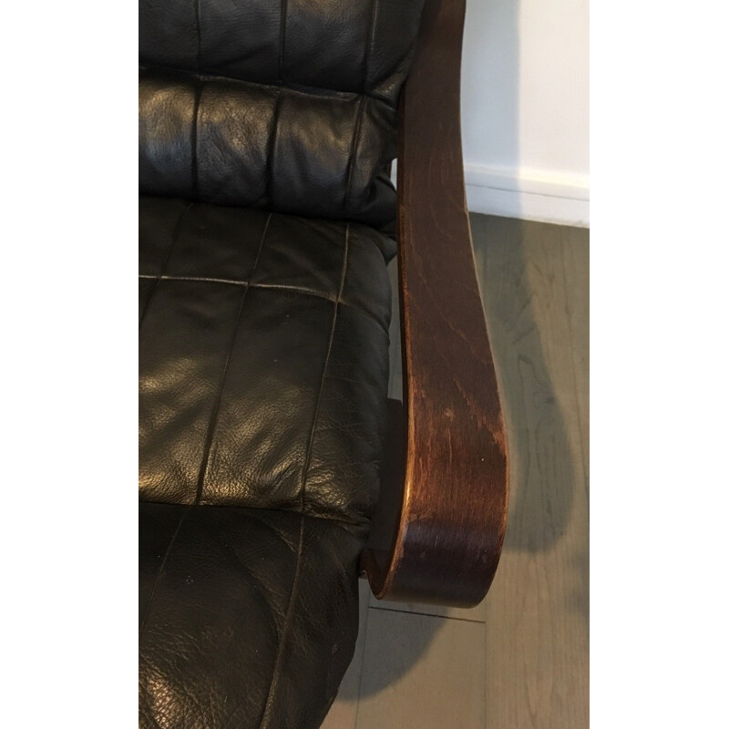 Dänischer Vintage-Sessel aus schwarzem Leder