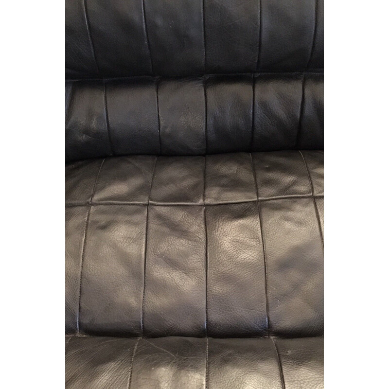 Vintage danish armchair in black leather