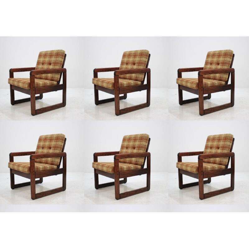 Suite de 6 fauteuils vintage, Tchécoslovaquie, 1970