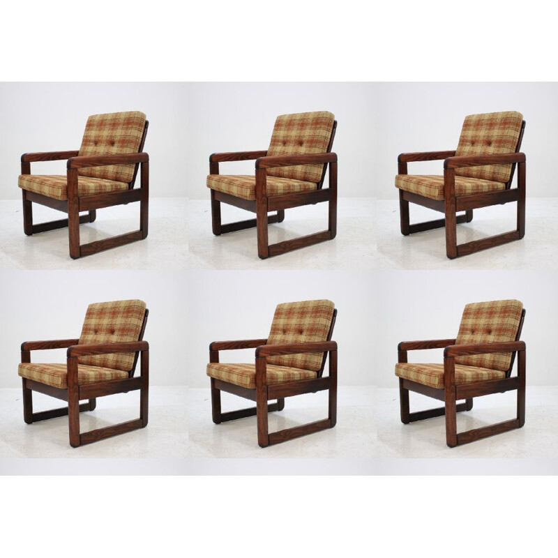 Conjunto de 6 poltronas vintage, Checoslováquia, 1970