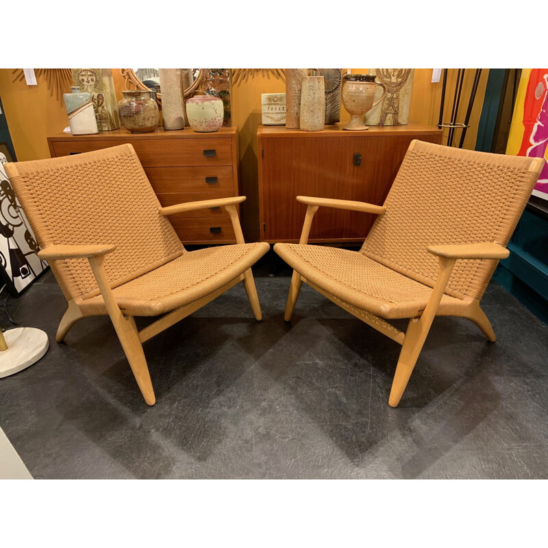 2 fauteuils vintage en chêne danois par Hans Werner et Carl Hansen, 1960 