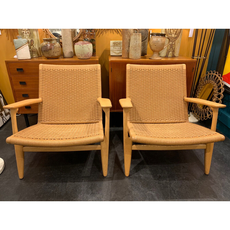 2 vintage Scandinavian armchairs by Hans Werner and Carl Hansen from the 50s