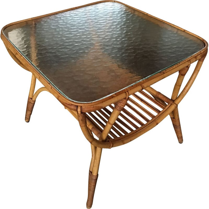 Vintage rattan side table by Dirk van Sliedrecht for Rohé Noordwolde,1950