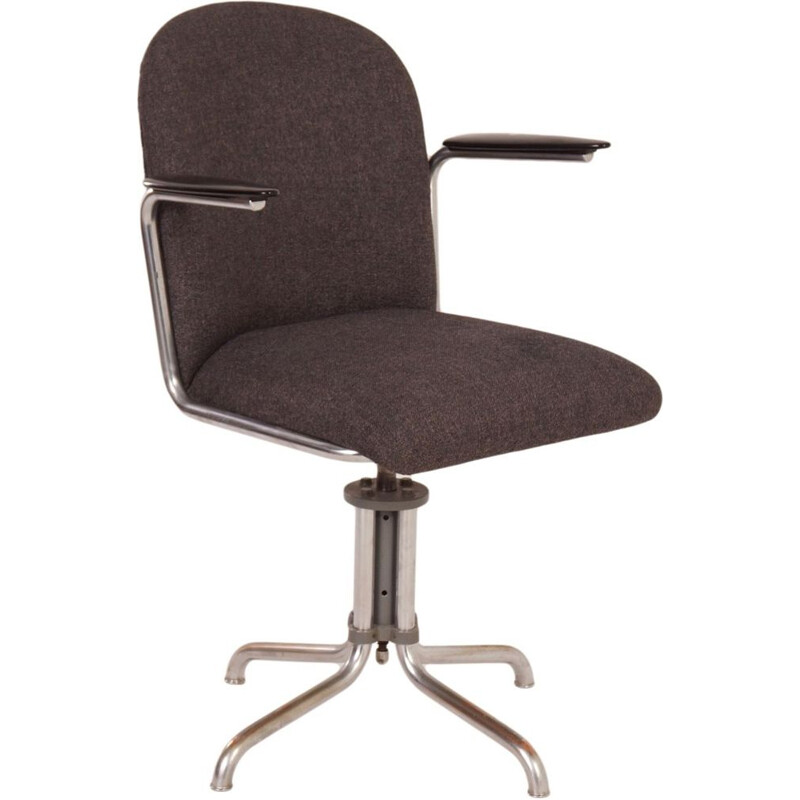 Vintage swivel desk chair Grey Gispen 356 by W.H. Gispen, 1930s