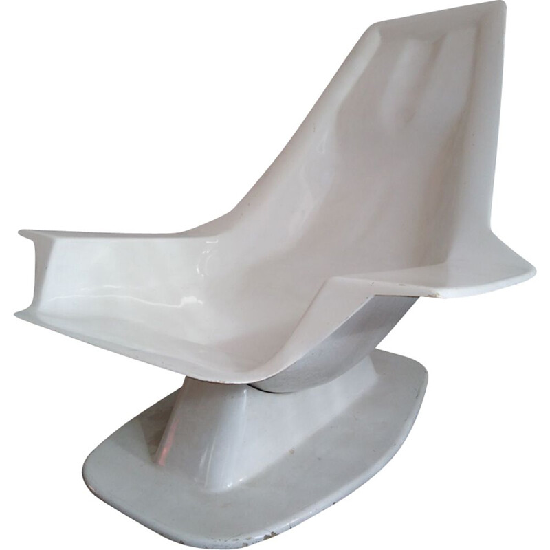 Vintage pool side chair Charles Zublena in fiberglass for Les Plastiques de Bourgogne, 1960s