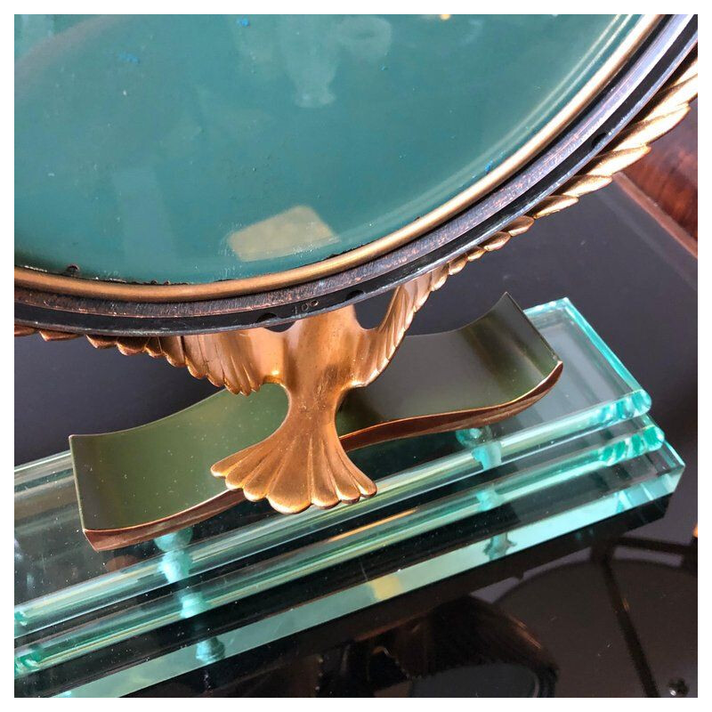 Espejo de mesa italiano vintage en cobre verde, 1940