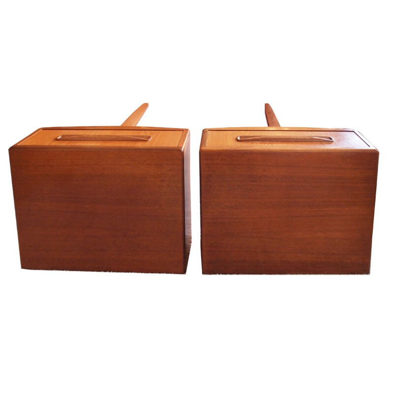 Pair of bedside in teak, Ib KOFOD LARSEN - 1950s