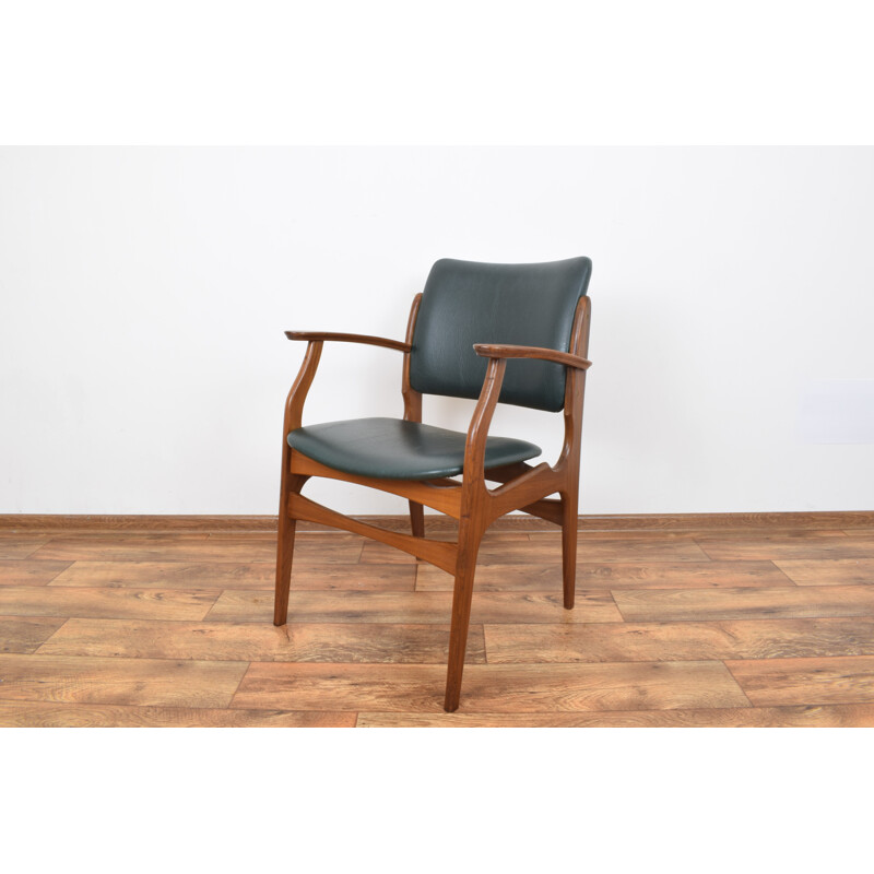 Fauteuil vintage en teck, vert foncé, danois, années 1960