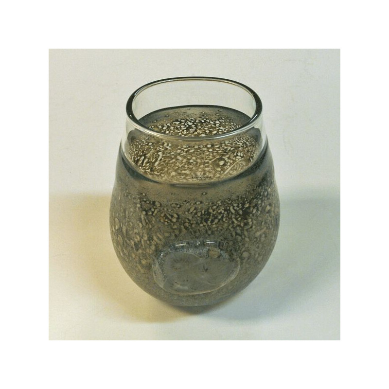 Vase vintage Art Fossil en verre modèle 40013 par Kjell Engman pour Kosta Boda, Suède
