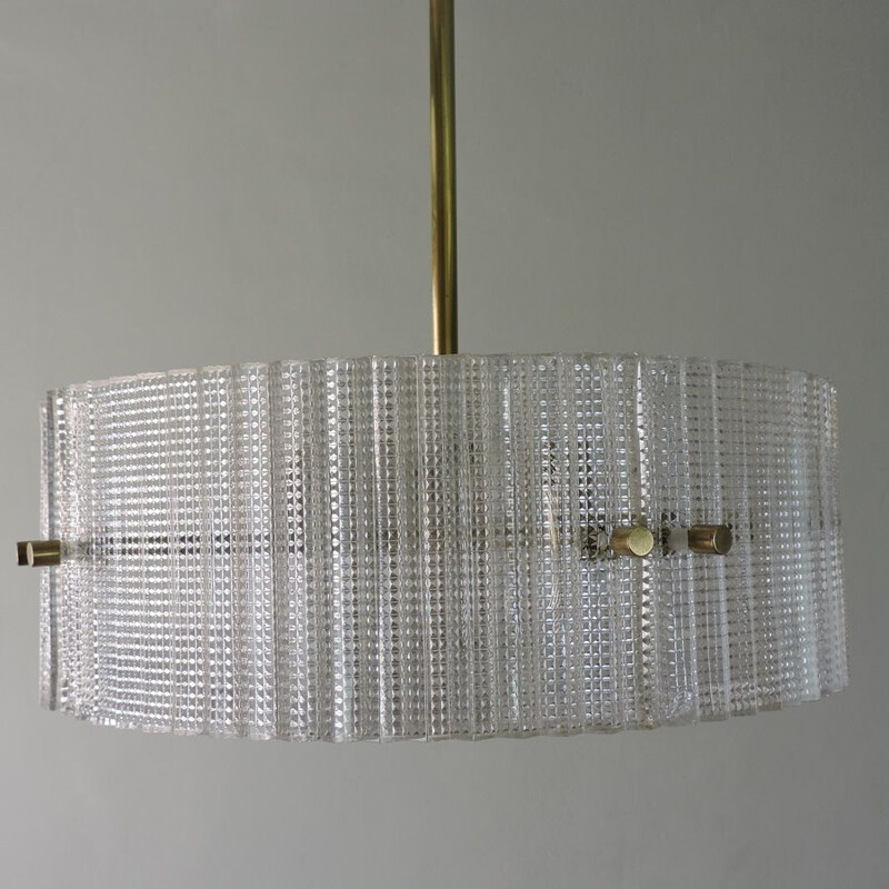 Vintage hanging lamp in Crystal by Carl Fagerlund for Orrefors Sweden 1960s