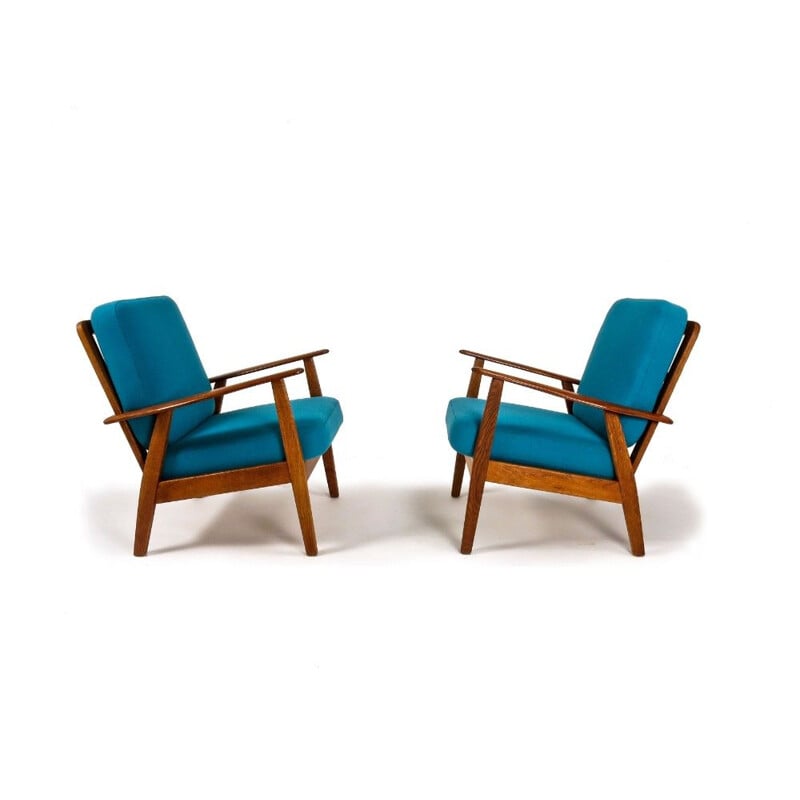 Ensemble de 2 fauteuils en teck & chêne, danois, années 1950 
