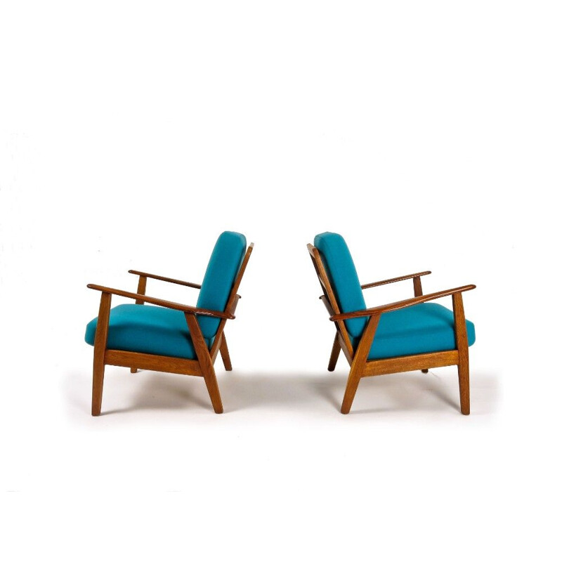 Ensemble de 2 fauteuils en teck & chêne, danois, années 1950 