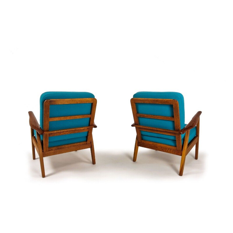 Ensemble de 2 fauteuils en teck & chêne, danois, années 1950 