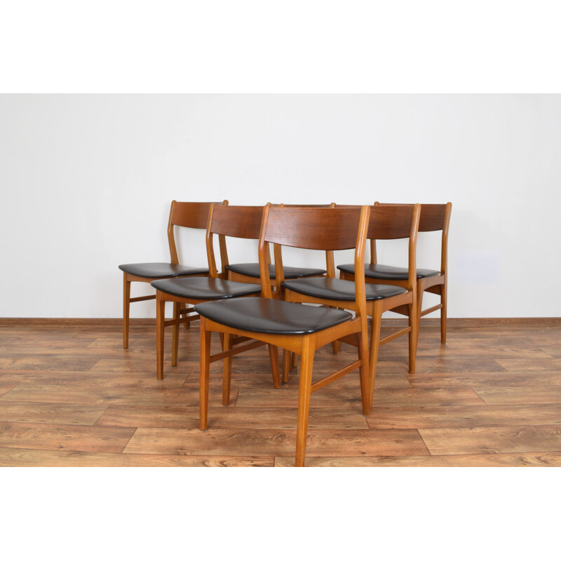 Set of 6 Dining Chairs, beechwood and teak, Danish 1960s