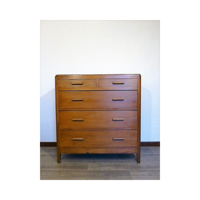 Vintage chest of drawers Art Deco in solid wood, 1940 