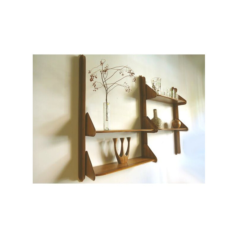 Vintage Wall shelf in wooden Massifort, Belgium, 1960