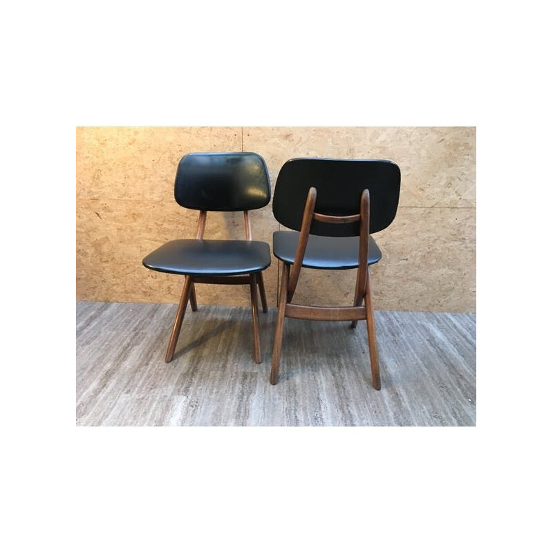 Set de 6 chaises et table vintage de Louis van Teeffelen pour Webe