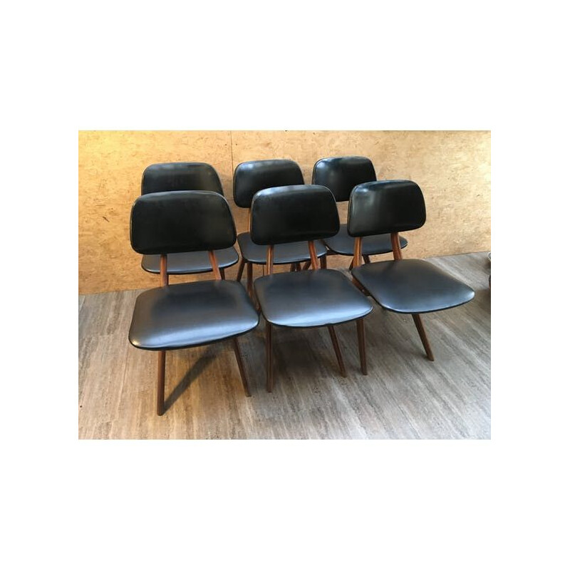 Set of 6 vintage chairs and table Louis van Teeffelen for Web