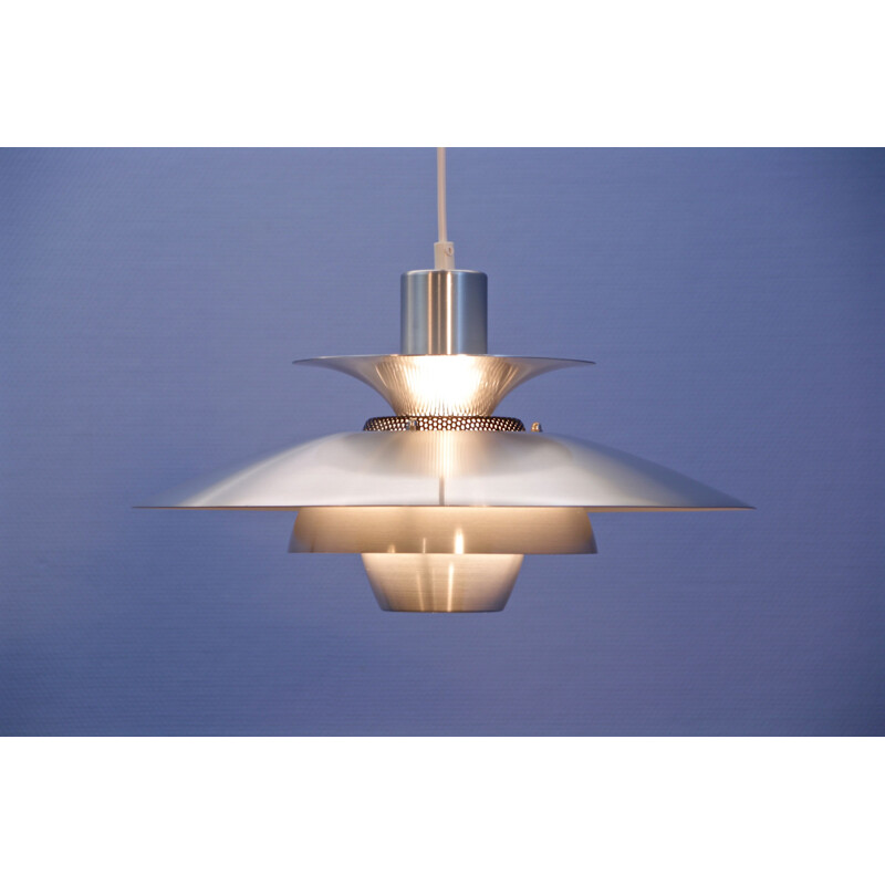 Vintage Danish pendant light in aluminium, 1970