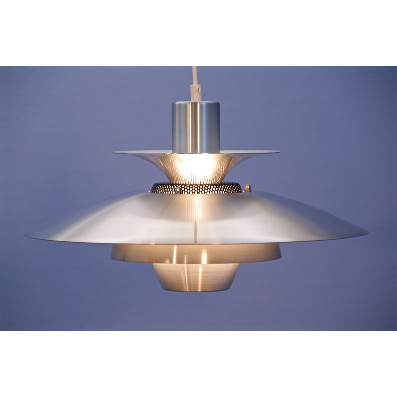 Vintage Danish pendant light in aluminium, 1970