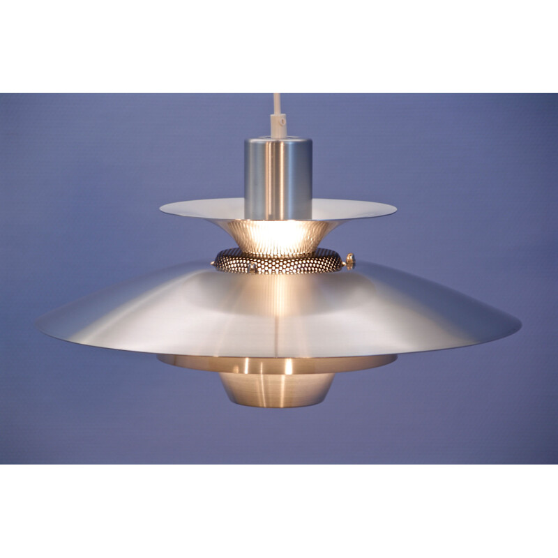 Vintage Danish pendant light in aluminium, 1970