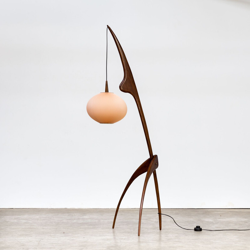 Vintage floor lamp "Praying Mantis" for Rispal France,1950