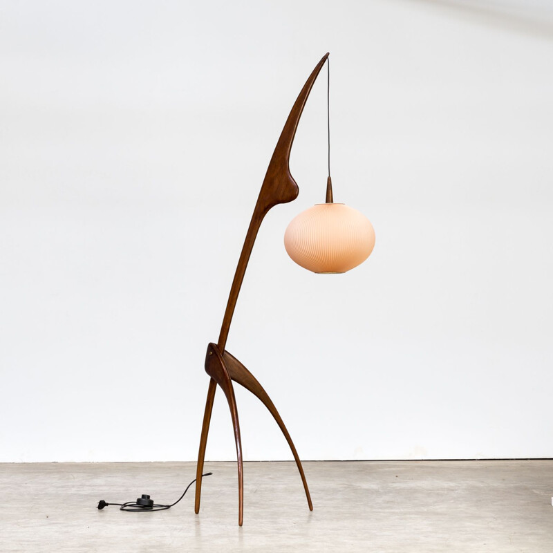 Vintage floor lamp "Praying Mantis" for Rispal France,1950